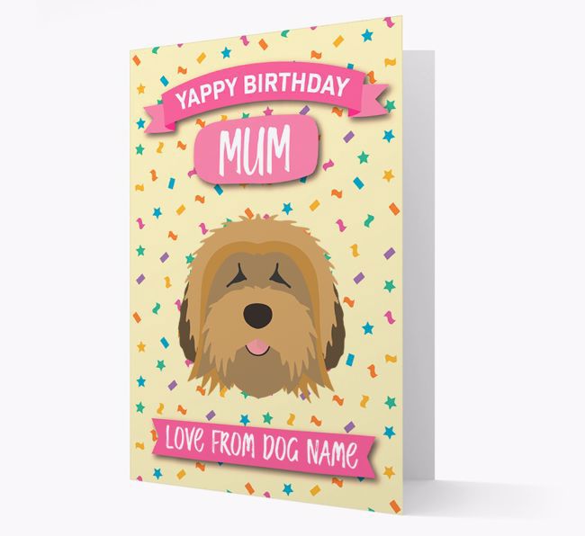 Personalised Card 'Yappy Birthday Mum' with {breedCommonName} Icon